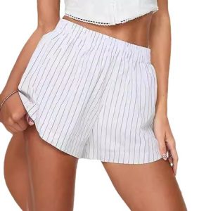Fashion Loose Pockets Striped Shorts Women's Clothing - Image 6