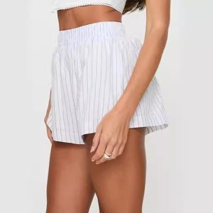 Fashion Loose Pockets Striped Shorts Women's Clothing - Image 3
