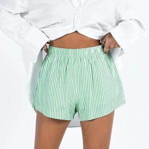 Fashion Loose Pockets Striped Shorts Women's Clothing - Image 5