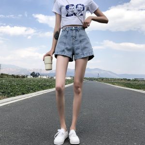 Thin High Waist Korean Style Small All-matching Denim Shorts - Image 4