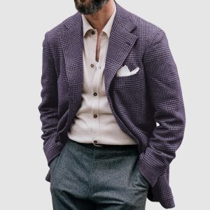 Spring Top Casual Printed Double Button Suit - Image 3