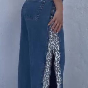 Leopard Print Zip-up Jeans - Image 3
