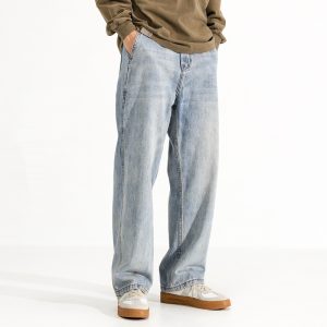 Men's Washed Distressed Straight Loose Straight Jeans - Image 5