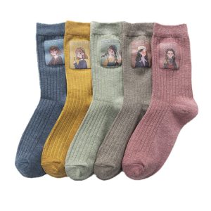 Little Girl Pattern Socks Women - Image 1