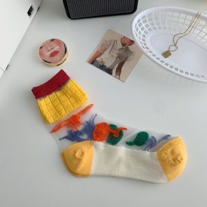 Strawberry Glass Silk Crystal Socks Japanese Thin Socks Women - Image 4