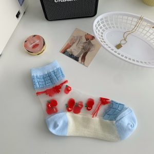 Strawberry Glass Silk Crystal Socks Japanese Thin Socks Women - Image 5