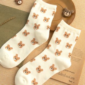Cute Bear Girls Socks Funny Animal Party Women Socks Cotton Female Socks - Image 4