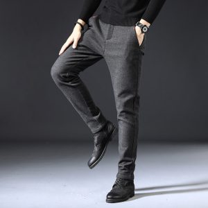 Fleece Lined Sanded Slim-fit Stretch Casual Pants - Image 6