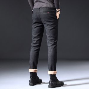 Fleece Lined Sanded Slim-fit Stretch Casual Pants - Image 8