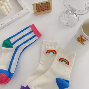Rainbow Women Cute Mid-calf Length Socks - Image 4