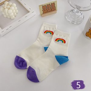 Rainbow Women Cute Mid-calf Length Socks - Image 5