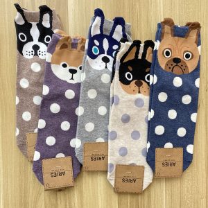 Cute cartoon polka dot puppy in tube socks women socks cotton socks - Image 5