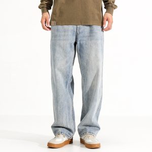 Men's Washed Distressed Straight Loose Straight Jeans - Image 6