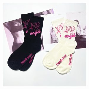 Angel Mid Tube Simplified Letters For Men And Women Sports Casual Trend Socks - Image 3