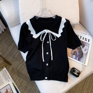 Women's Design Short Sleeve Bow T-shirt - Image 3