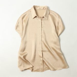 Pearl Satin Shirt Reverse Collar Single-breasted - Image 3