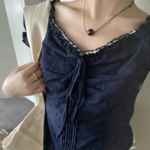 V-neck Lace Puff Sleeve Niche Shirt Short Sleeve - Image 3