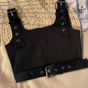 Girl's Black Cropped Overalls Jazz Outerwear Bra Top Vest - Image 3