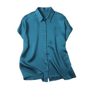Pearl Satin Shirt Reverse Collar Single-breasted - Image 8