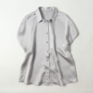 Pearl Satin Shirt Reverse Collar Single-breasted - Image 5