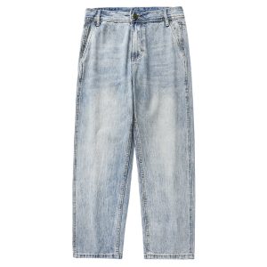 Men's Washed Distressed Straight Loose Straight Jeans - Image 3