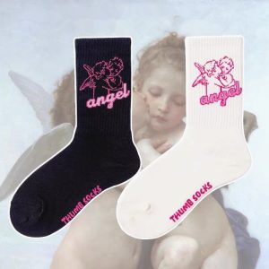 Angel Mid Tube Simplified Letters For Men And Women Sports Casual Trend Socks - Image 7