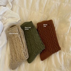 Wool Socks Hemp Pattern Bunching Socks Women - Image 6