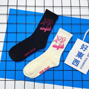 Angel Mid Tube Simplified Letters For Men And Women Sports Casual Trend Socks - Image 4