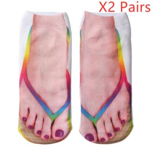 3D Printing Socks Flip Flops Cartoon Creative Socks Men And Women Couple Socks - Image 3