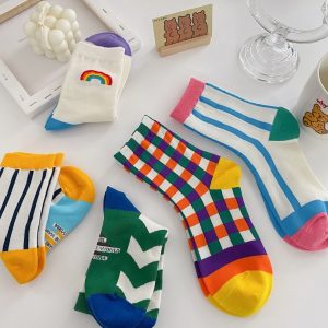 Rainbow Women Cute Mid-calf Length Socks - Image 1