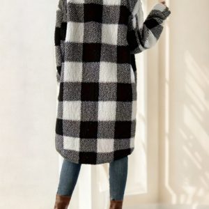 Ladies' Long-sleeved Checkered Coat - Image 3