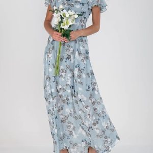 Flowers Print Short Sleeve Dress Summer Fashion Ruffle Beach Dresses Women's Clothing - Image 4