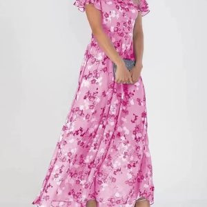 Flowers Print Short Sleeve Dress Summer Fashion Ruffle Beach Dresses Women's Clothing - Image 8