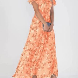 Flowers Print Short Sleeve Dress Summer Fashion Ruffle Beach Dresses Women's Clothing - Image 5