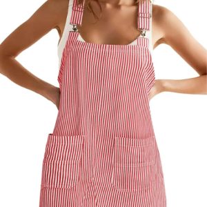 Striped Pocket Strap Adjustable Casual Dress - Image 2