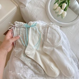 Thin Mesh Breathable Bunching Socks Children Cute Girl Bow Cotton - Image 4