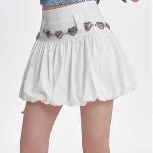 High Waisted Slimming A-line Skirt With Fluffy Flower Buds - Image 6