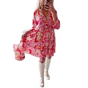 European And American Fashion Floral Print Long Sleeve Dress - Image 5