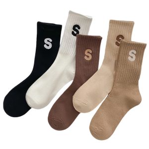 Women's Embroidered S-letter Cotton Sweat-absorbent Autumn And Winter Socks - Image 5