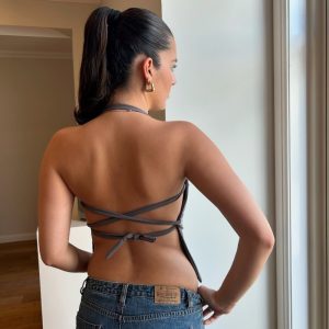 Off-neck Yoga Back Strap Halter Solid Color Top - Image 2