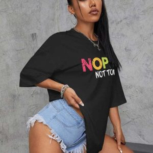 Ladies Oversized Nope Not Today Short Sleeves T Shirt Top - Image 2