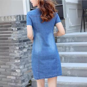 Women's Loose Straight Mid-length Denim Dress - Image 5