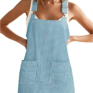 Striped Pocket Strap Adjustable Casual Dress - Image 3