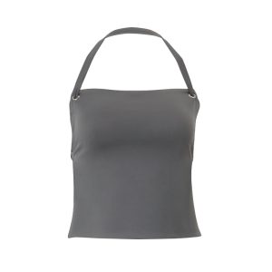 Off-neck Yoga Back Strap Halter Solid Color Top - Image 4