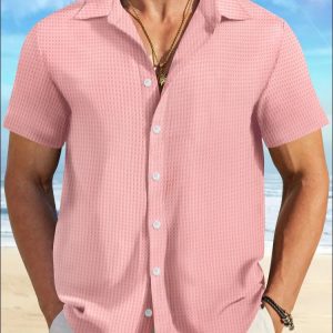 Plaid Colorblock Business Slim Fit Casual Shirt Short Sleeve Shirt - Image 6