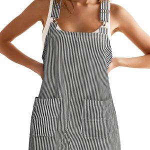 Striped Pocket Strap Adjustable Casual Dress - Image 6