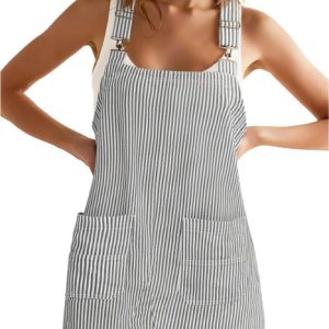 Striped Pocket Strap Adjustable Casual Dress - Image 7