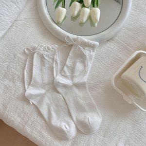 Thin Mesh Breathable Bunching Socks Children Cute Girl Bow Cotton - Image 7