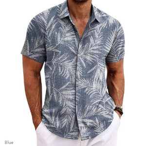 Men's Linen Short-sleeved T-shirt Loose - Image 5