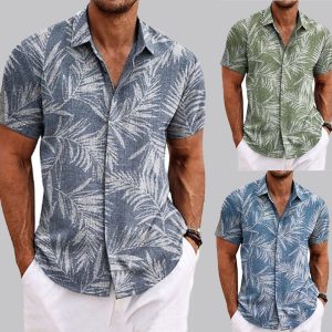 Men's Linen Short-sleeved T-shirt Loose - Image 1